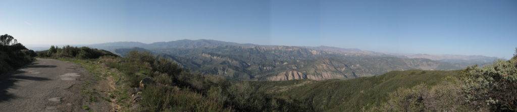 The rugged San Rafael Mountains east of the Santa Ynez Range.