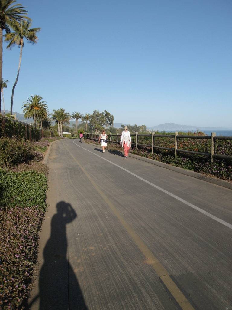 Some Santa Barbara and Ventura County multi-use trails are segregated to ease user conflicts. Observe the pedestrians safely strolling in the designated pedestrian lane.