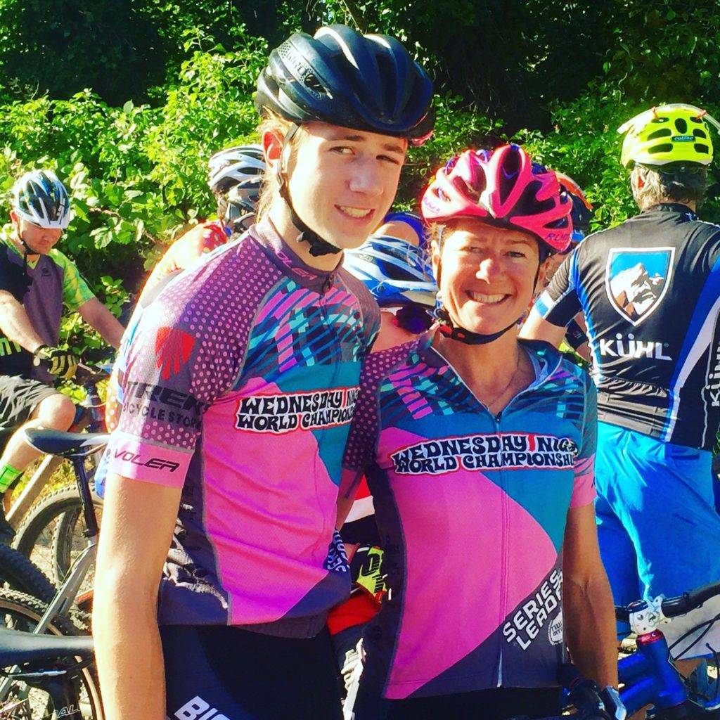 Sam and his mom Julie at the NW Mountain Bike Series.