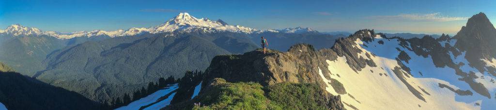 Panorama from Church Mountain with views of Mt. Shuksan and Mt. Baker