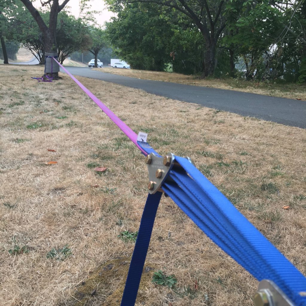 Learning to slackline is a fitness option when the air is too smoky to do any heavy breathing.