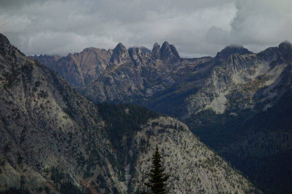 Liberty Bell and the Early Winter Spires as viewed from SE of Maple Pass