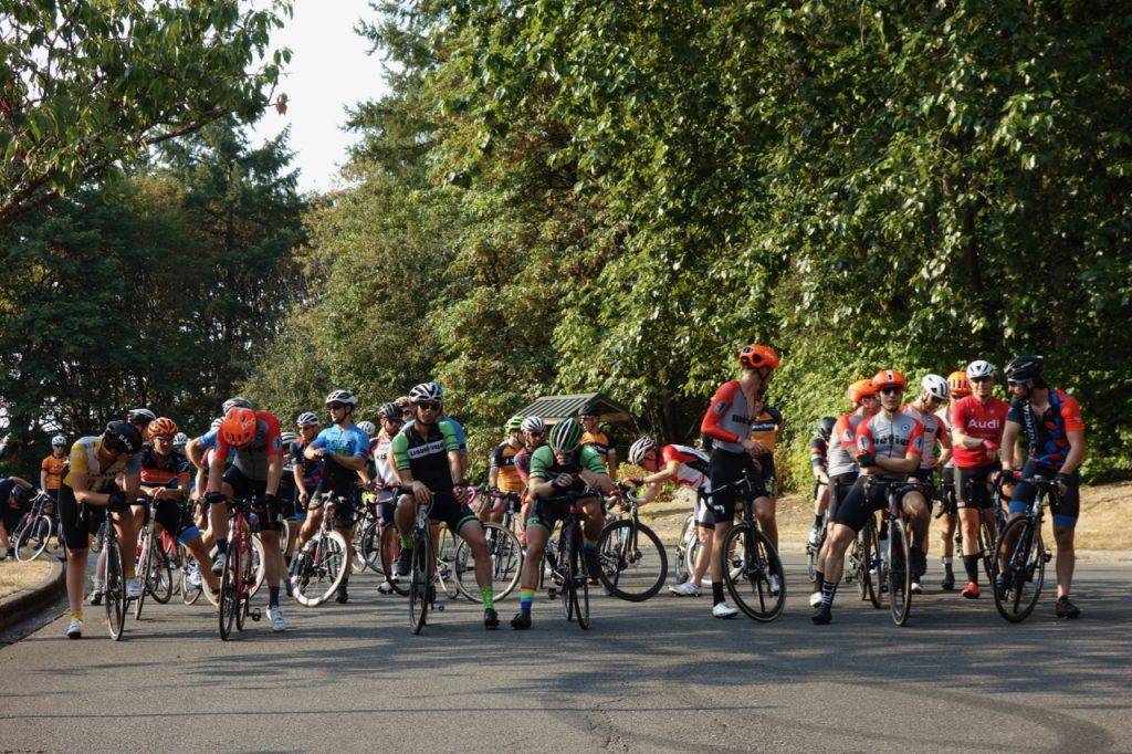 Participation in last week's race seemed lower than usual. Competitors line up for the 6PM race.