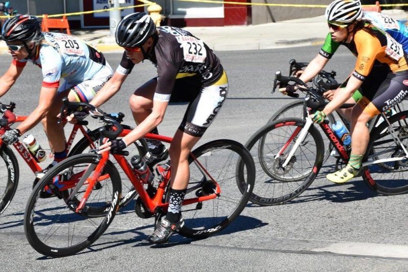Jamie racing the criterium at the Baker City Stage Race