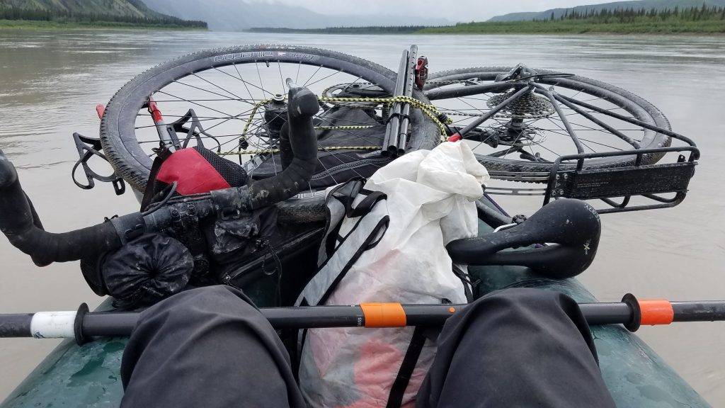 Jessica's bike loaded on her boat.