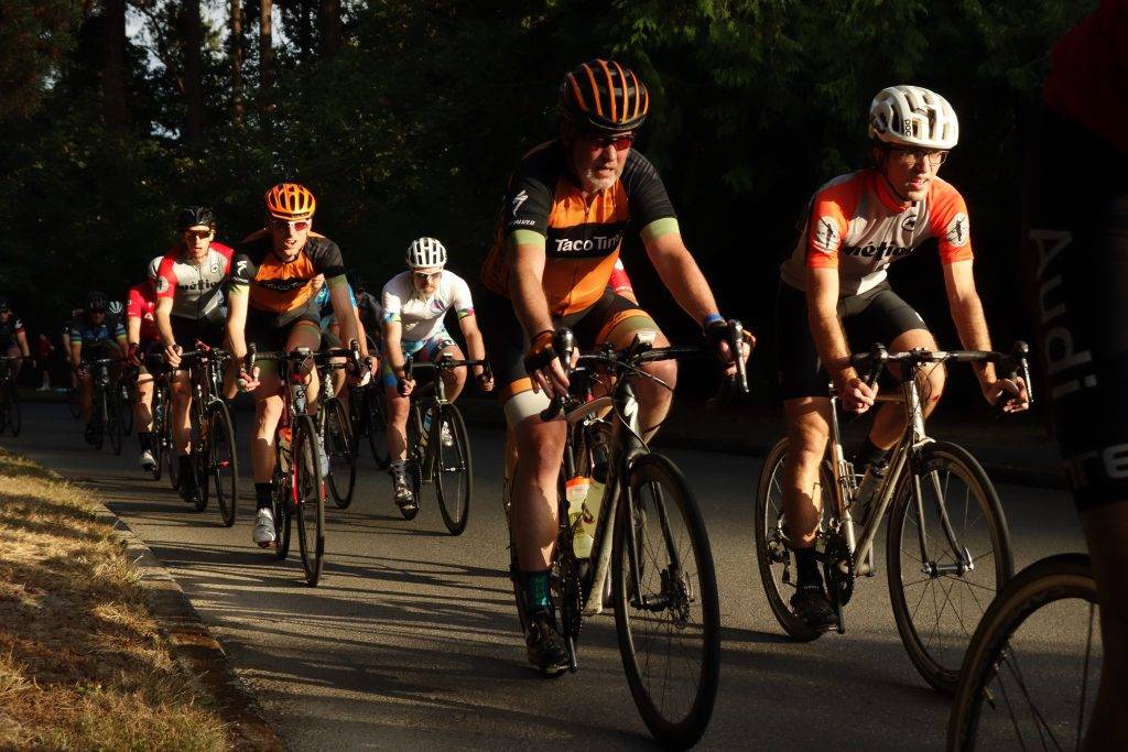 Veteran Erik Olson (Taco TIme NW) teaching the youngsters how to suffer.