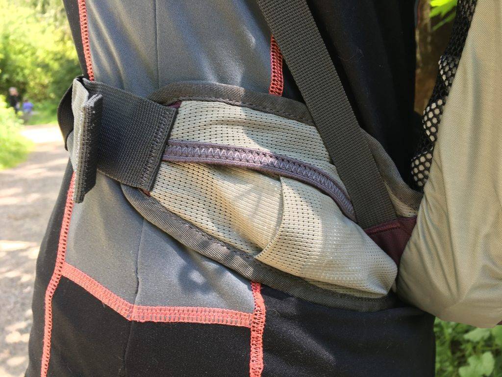 The B-Line has a handy pocket built into the waist strap.