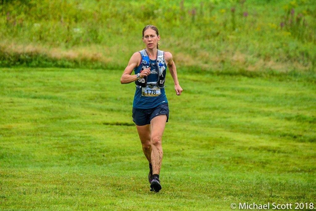 Coach Trisha Steidl at the 2018 US Trail 50k Championships where she won the masters competition and finished 8th overall. Photo Credit: Michael Scott