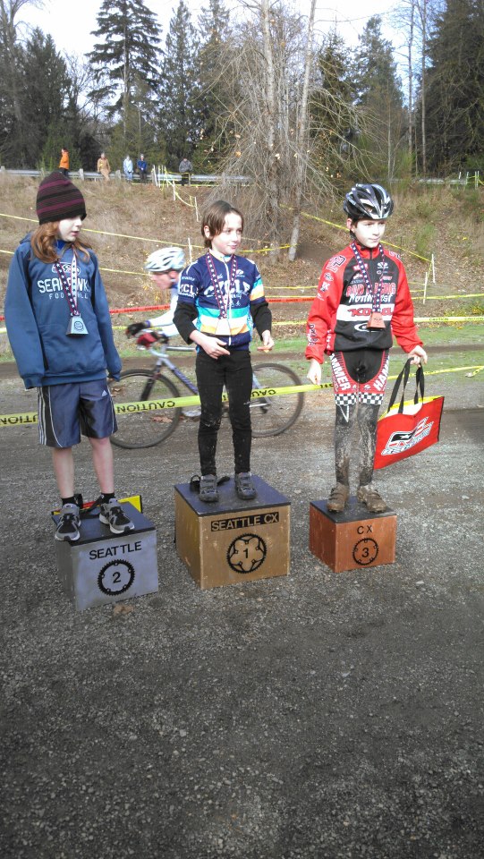 Adrian's first podium at age 8 in 2012, Seattle CX, Category 10-12.