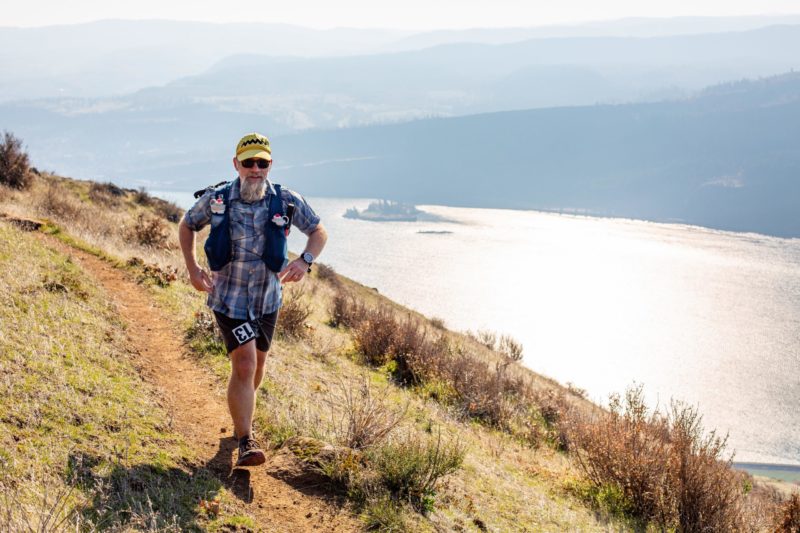 Brad running the Coyote Wall 50km, overlooking over the Columbia Gorge Credit: Jesse Ellis / Let’s Wander Photography
